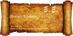 Burai Elemér névjegykártya